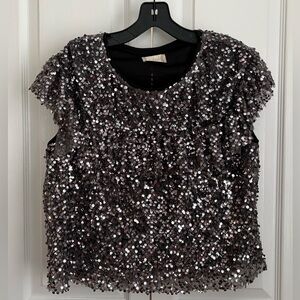 ALTAR’D STATE Sequin Embellished Charcoal Grey Top, size medium